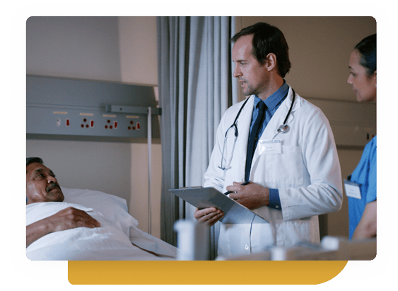 Patient talking to doctor